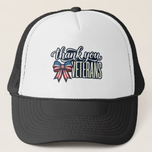 Thank You Veterans Patriotic Ribbon Vintage Shirt_ Trucker Hat