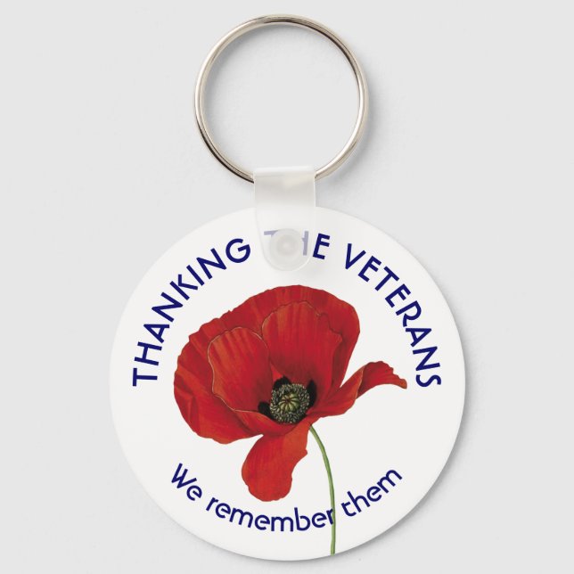 Thank You Veterans Poppy Key Ring (Front)