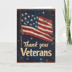 Thank You Veterans Retro Flag Holiday Card
