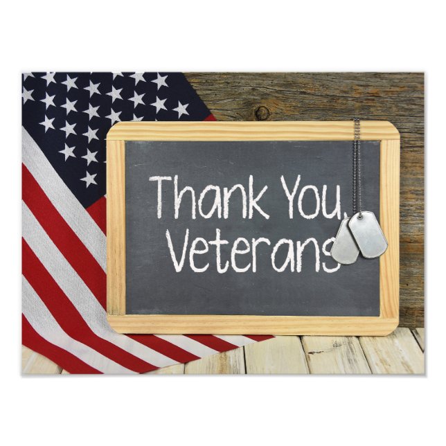 Thank You Veterans sign on chalkboard (Front)