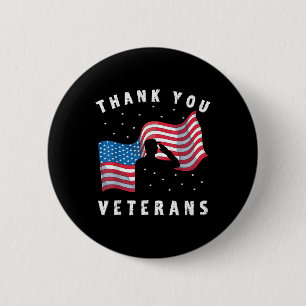Thank You Veterans Soldier Us Flag America Memoria 6 Cm Round Badge