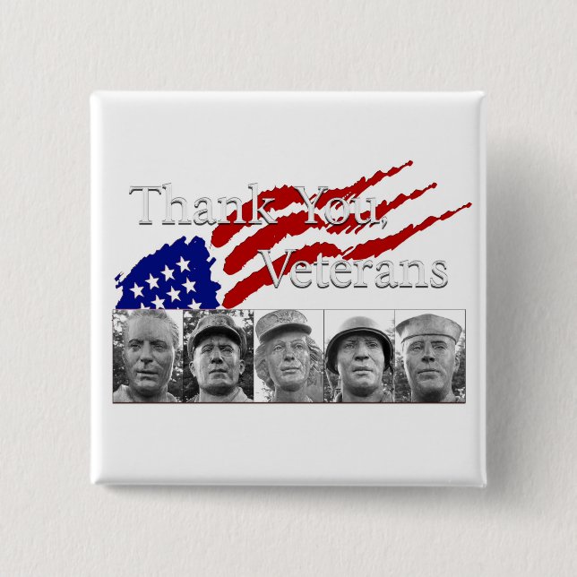 Thank You Veterans square 15 Cm Square Badge (Front)