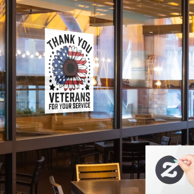 Thank You Veterans Sunflower Military Veterans Day (Restaurant Window)