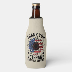 Thank You Veterans Sunflower Military Veterans Day Bottle Cooler