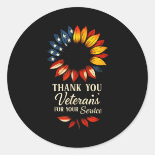 Thank You Veterans Sunflower Military Veterans Day Classic Round Sticker