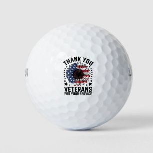 Thank You Veterans Sunflower Military Veterans Day Golf Balls