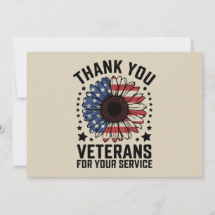 Thank You Veterans Sunflower Military Veterans Day Invitation