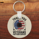 Thank You Veterans Sunflower Military Veterans Day Key Ring<br><div class="desc">Thank You Veterans Sunflower Military Veterans Day Tribute</div>
