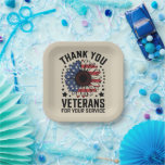 Thank You Veterans Sunflower Military Veterans Day Paper Plate<br><div class="desc">Thank You Veterans Sunflower Military Veterans Day Tribute</div>