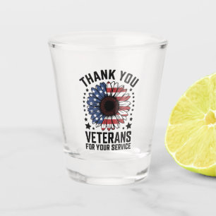 Thank You Veterans Sunflower Military Veterans Day Shot Glass