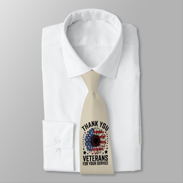 Thank You Veterans Sunflower Military Veterans Day Tie (Tied)