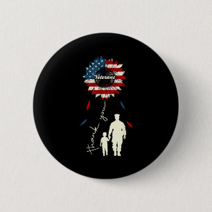 Thank You Veterans Sunflower Usa Flag Military Pat 6 Cm Round Badge