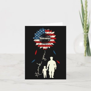 Thank You Veterans Sunflower Usa Flag Military Pat Card