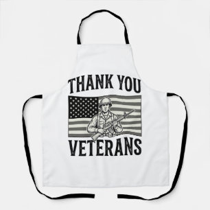 Thank You Veterans Vintage Flag Soldier Shirt Desi Apron