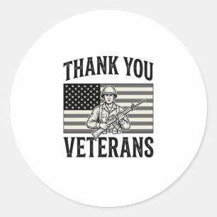 Thank You Veterans Vintage Flag Soldier Shirt Desi Classic Round Sticker