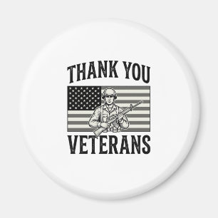 Thank You Veterans Vintage Flag Soldier Shirt Desi Magnet