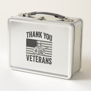 Thank You Veterans Vintage Flag Soldier Shirt Desi Metal Lunch Box