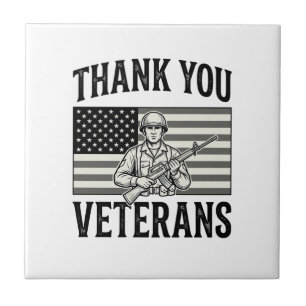 Thank You Veterans Vintage Flag Soldier Shirt Desi Tile