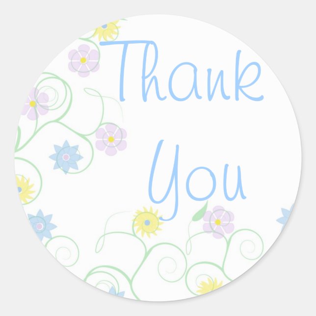 Thank you vine with blooms classic round sticker (Front)