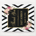 Thank You Vintage Floral Gold Black White Stripes
