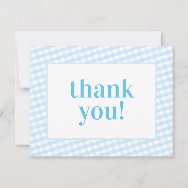 THANK YOU vintage gingham pattern boy baby blue (Front)