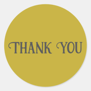 Thank You Vintage Gold Solid Colour Plain Classic Round Sticker
