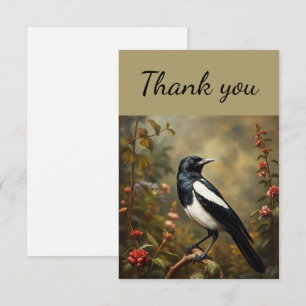 Thank You Vintage Magpie Bird Card