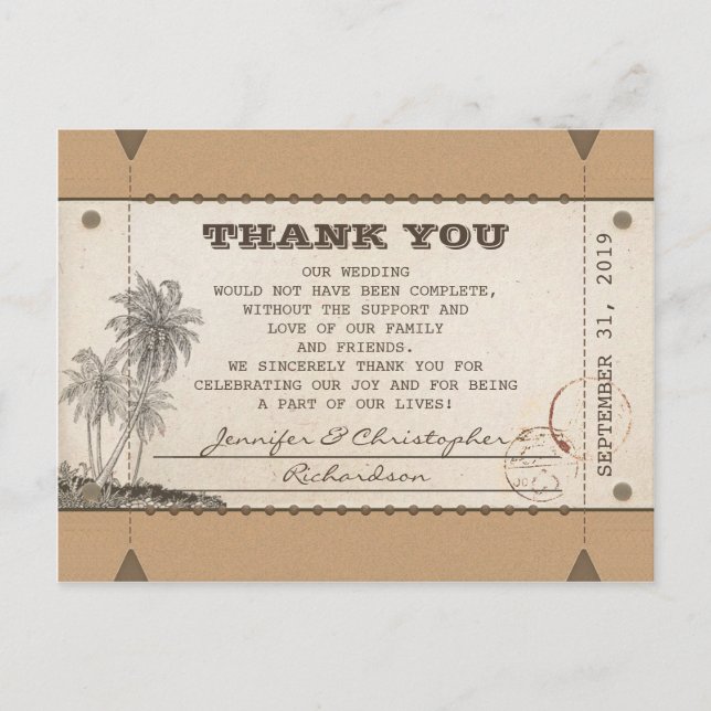 thank you vintage postcards tickets (Front)