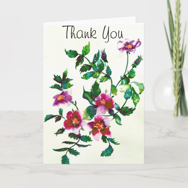 Thank You - Vintage Rose Card (Front)