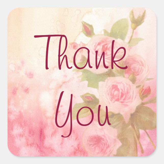 Thank You Vintage Rustic Rose Sticker (Front)