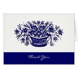 Thank You Vintage Woodcut Flower Basket Cards