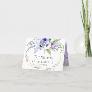 Thank You Violet Anemone Floral Bouquet Card
