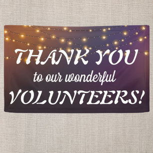Thank You Volunteers festive string lights Banner