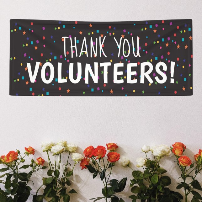 Thank You Volunteers with colourful confetti Banner (Creator Uploaded)