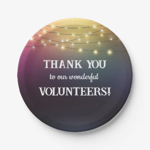 Thank You Volunteers with String Lights Paper Plate