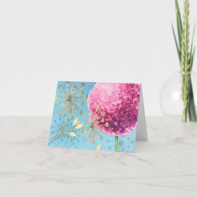 Thank You watercolor Allium floral Card (Front)