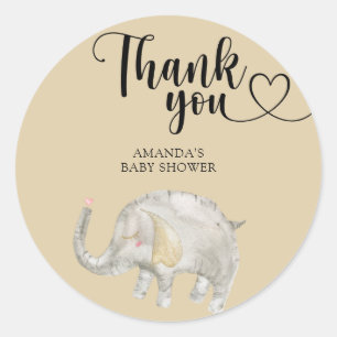 Thank you Watercolor Balloon Elephant Classic Round Sticker