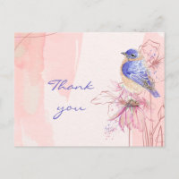 Thank you Watercolor Bluebird Bird Garden
