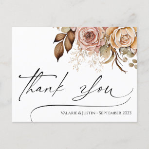 Thank You Watercolor Boho Floral Postcard