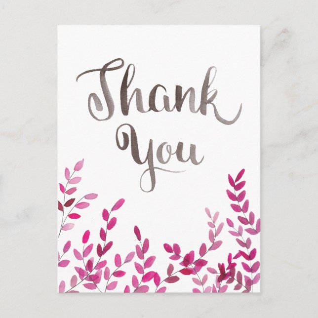 Thank You Watercolor Branches Postcard (Front)