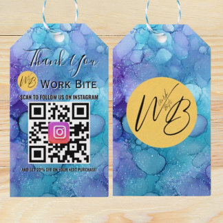 Thank You Watercolor Business Instagram Qr Code  Gift Tags