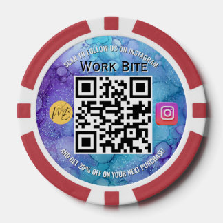 Thank You Watercolor Business Instagram Qr Code Poker Chips
