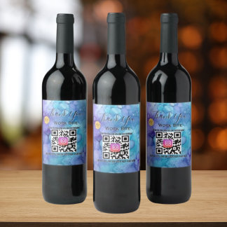 Thank You Watercolor Business Instagram Qr Code  Wine Label