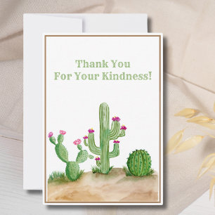 Thank You Watercolor Cactus In Desert Card