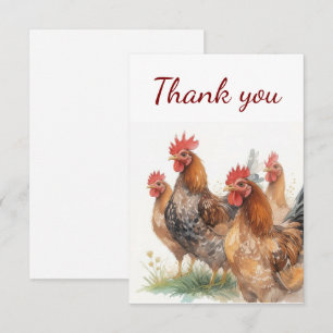 Thank You Watercolor Chickens Card