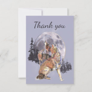 Thank You Watercolor Coyotes Wildlife Nature Card