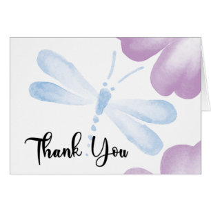 Thank You Watercolor Dragonfly Card - Customise