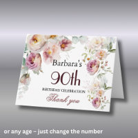 Thank You Watercolor Floral 90th Birthday Party