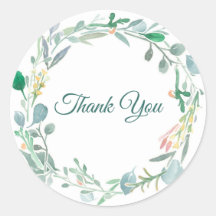 Thank You Watercolor Floral And Greenery Wreath