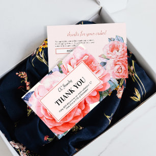 Thank You Watercolor Flower Feminine Discount Card